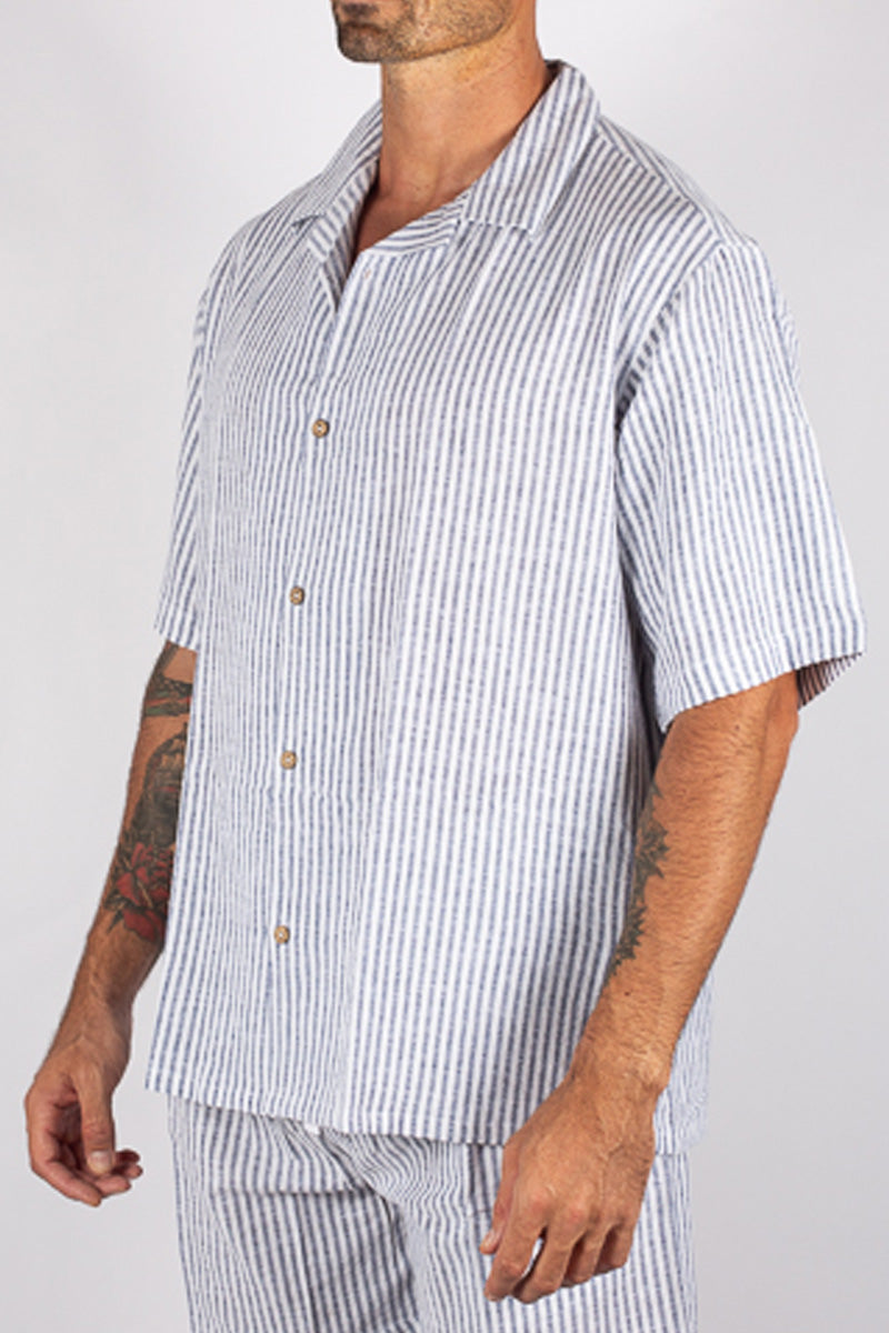 XAVIER LINEN SHIRT | small stripe – Naken the Label