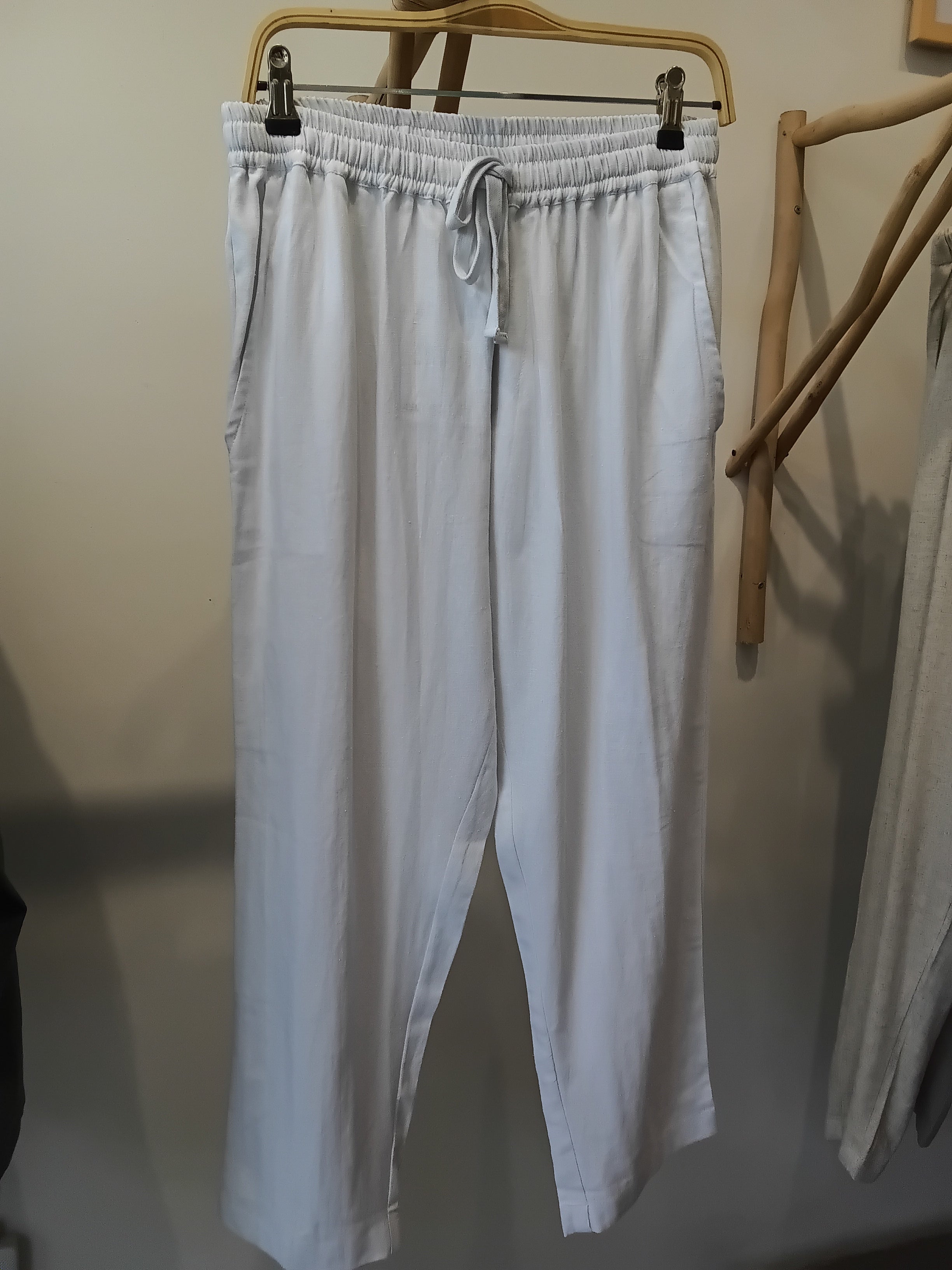 LINEN LONG PANTS | white
