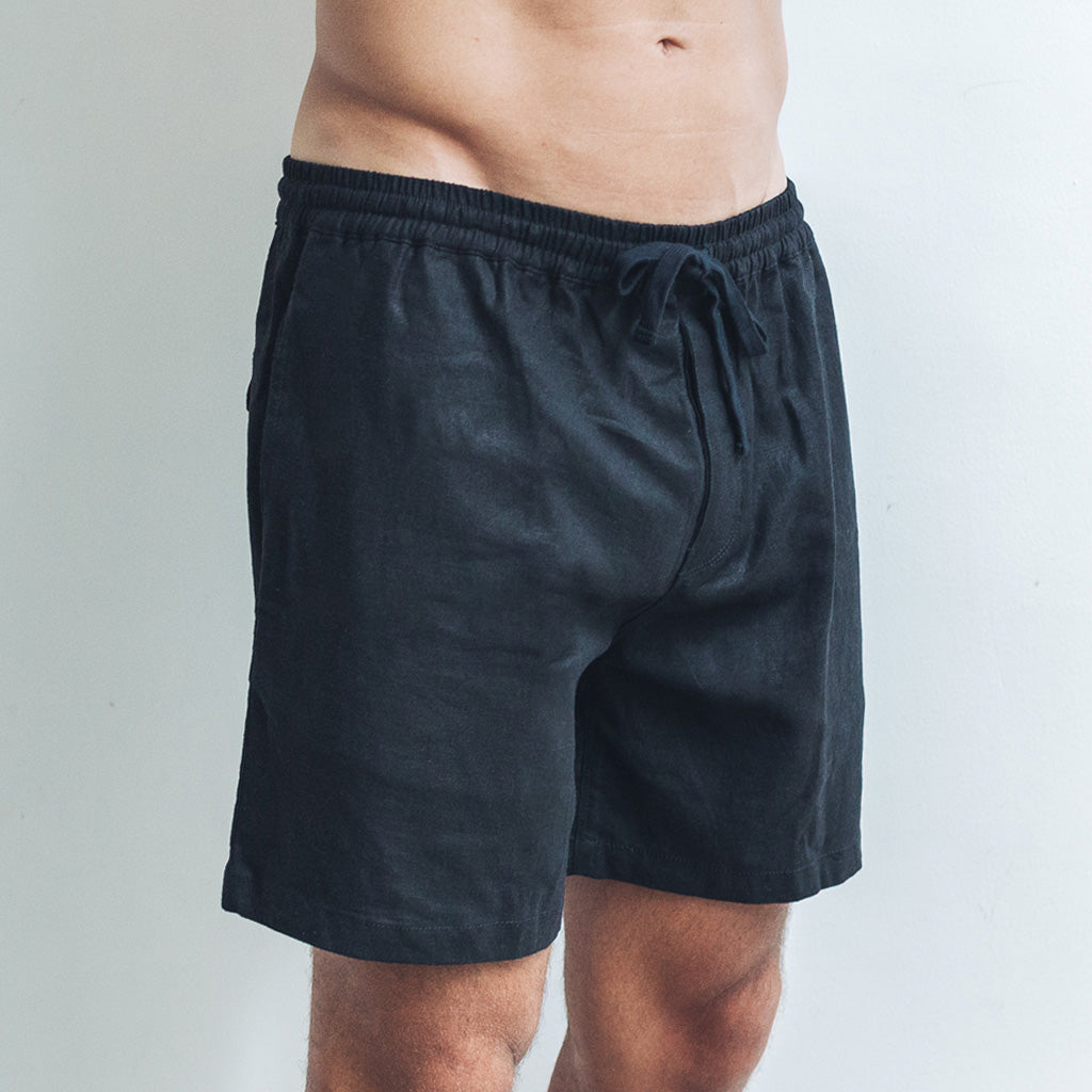 LINEN SHORTS | black