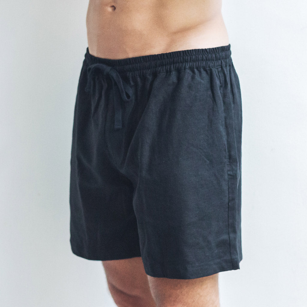 LINEN SHORTS | black