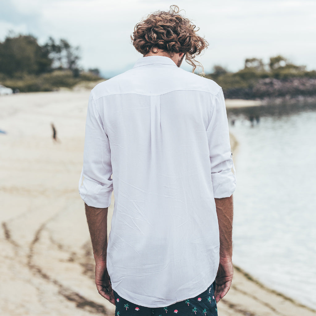 MANNEN LONG SLEEVE SHIRT | white
