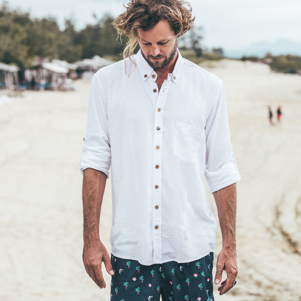MANNEN LONG SLEEVE SHIRT | white